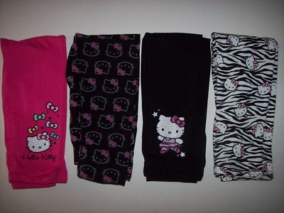 Hello Kitty Legging Black Pink Bow Silhouette Zebra Ballet One Pair 4 5 6 6X New