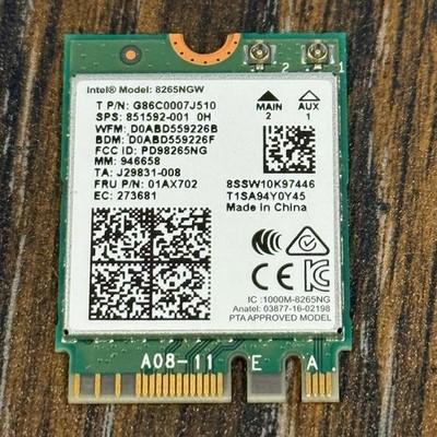 Intel Dual Band Wireless 8265NGW Wi-Fi + BT Board 01AX702 G86C0007J510