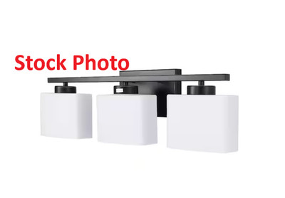 YANSUN 22'' 3 Light Matte Black Modern Square Vanity Light for Bathroom