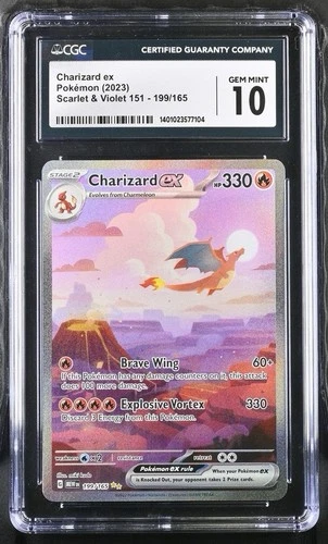 Pokémon TCG Scarlet & Violet Charizard EX 199/165 Sir English CGC 10