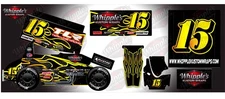 Stock Flames and Black Carbon Fiber Losi 22 Wrap - Custom Name/Number/Sponsor De