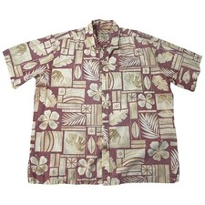 VTG Cooke Street Honolulu Mens XL Hawaiian Shirt Burgundy Floral 100 Cotton
