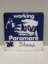 Paramore Band Local Crew Backstage Pass  Concert Memoribilia