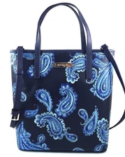 New Michael Kors Women's Emry Paisley Leather Medium NS Tote Admiral