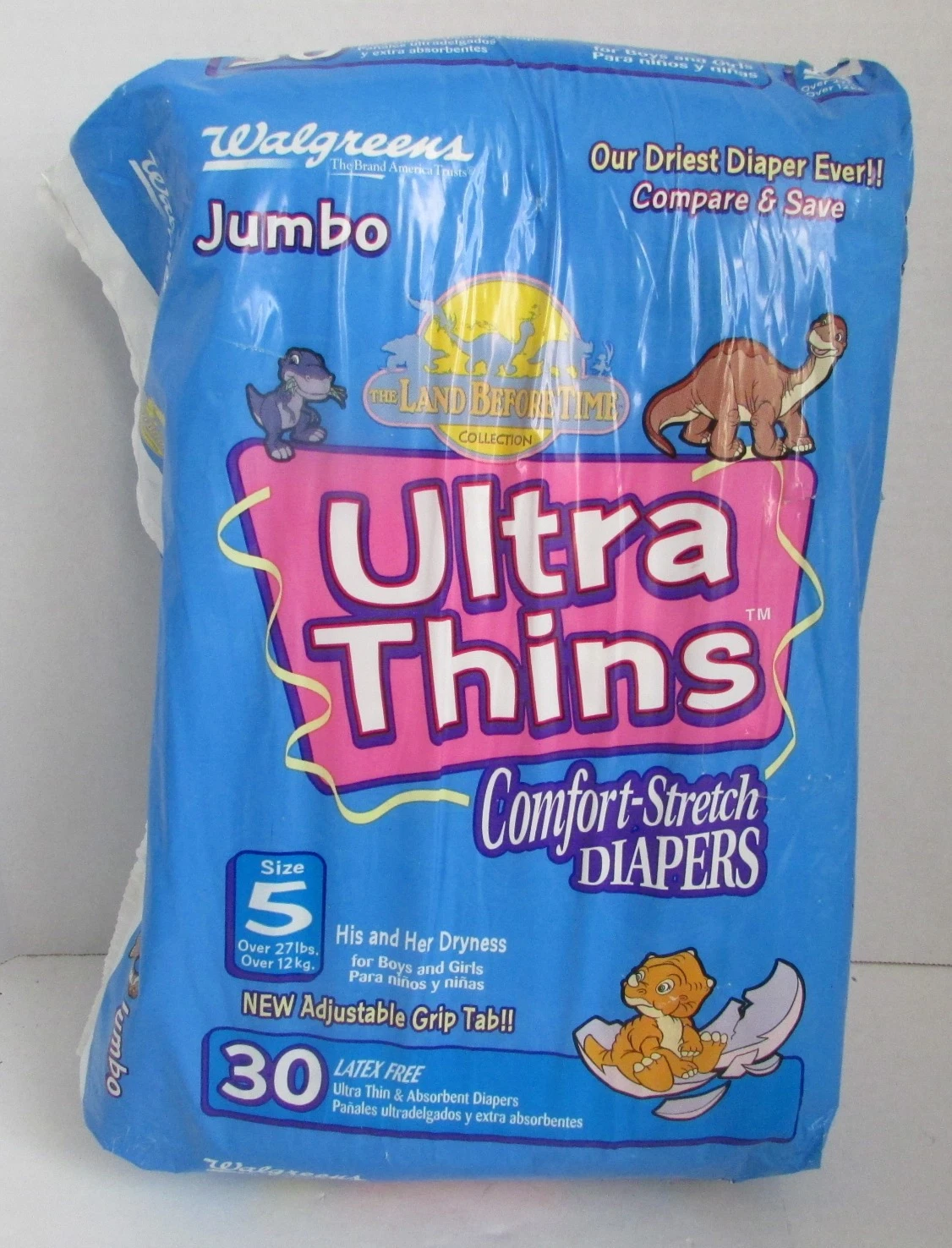 VINTAGE Y2k Walgreens Ultra Thins Land Before Time Diapers Jumbo Sz 5 NIP NOS
Opens in a new window