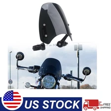 Black Windshield Windscreen w/Brackets Fit For Triumph Bonneville Bobber 17-2023