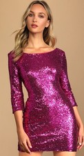 Lulu’s Delightful Ways Magenta Sequin Dress Pink Party Honecoming Small