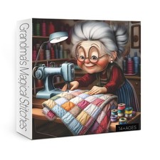 Vintage Grandma Sewing Machine Puzzles for Adults 1000 Pieces, Colorful Quilt...