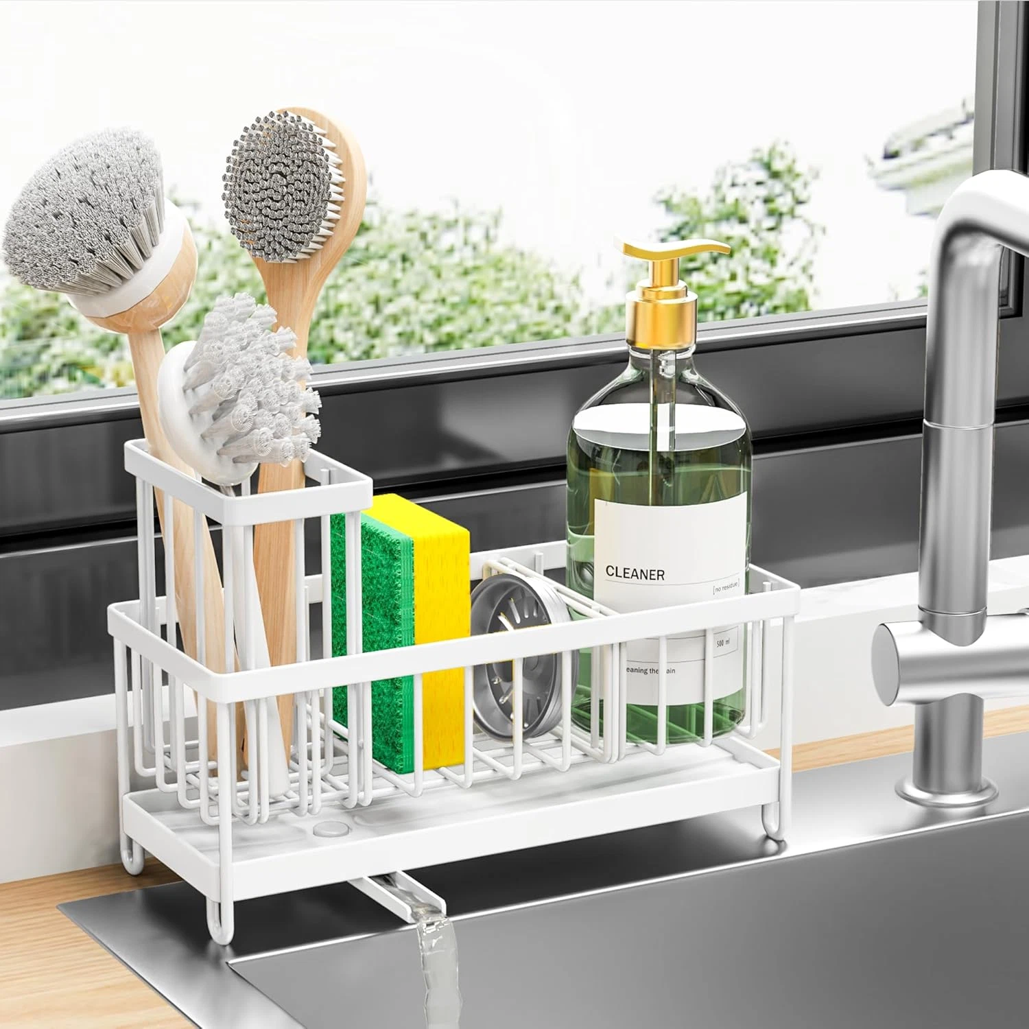 White Sponge Holder for Kitchen Sink, Sink Caddy Organizer with High Brush Holde
Opens in a new wind