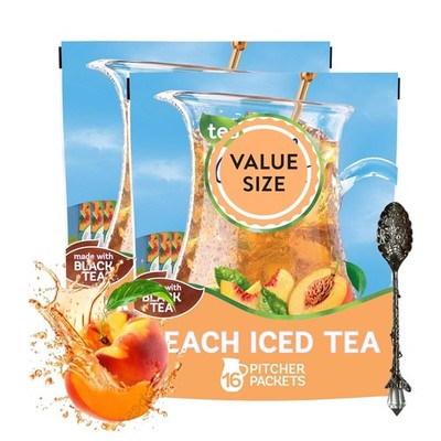 Crystal Light Peach Iced Tea Powdered Drink Mix Low Calorie 4.55 oz Box 2 Pack