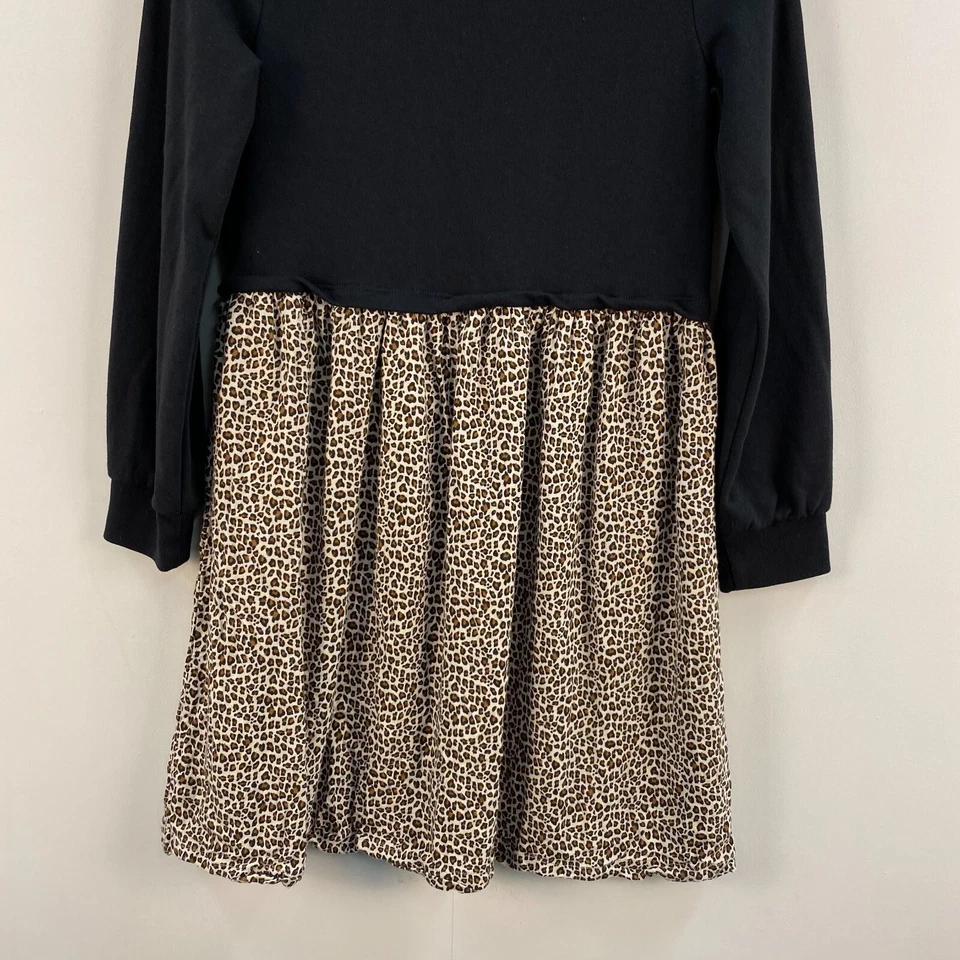 Vestido Gap Niñas Niños XL Negro Marrón Estampado Animal L/S Tejido Elástico Línea A 9914 Foto 2 de 4