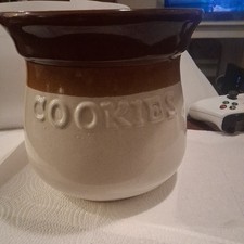Vintage Gailstyn Sutton Brown & White COOKIES Ceramic Cookie Jar no lid