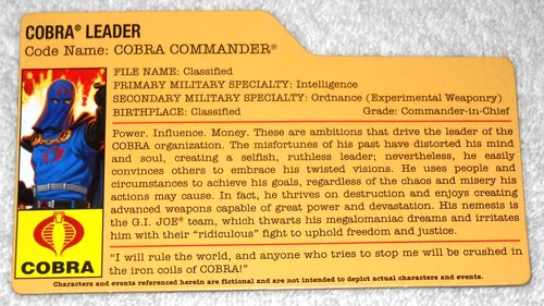 2009 Cobra Commander - GI Joe file card (modern)