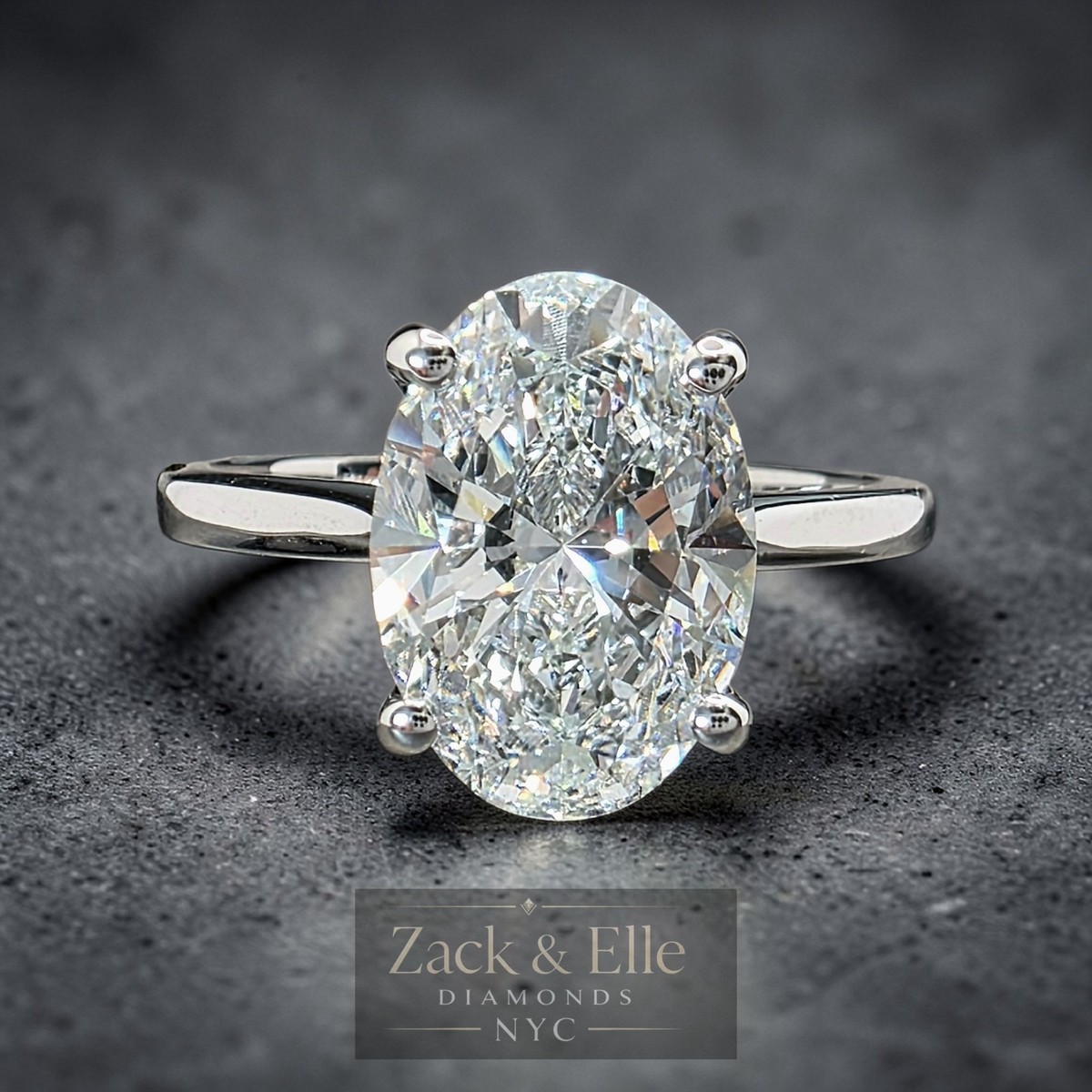 3.00 Ct D VS1 Oval IGI Certified Lab Grown Diamond Ring Set in 14k 