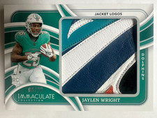 Jaylen Wright 2024 Immaculate Rookie Jacket Logos Patch 06/22 Dolphins 5 Color