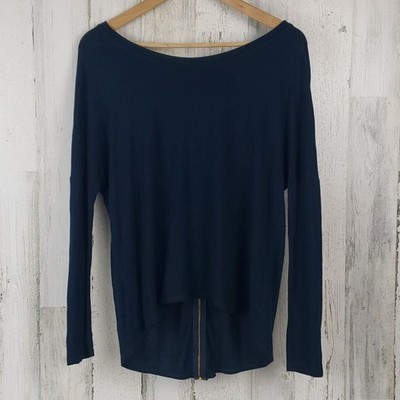 Zara Basic T-shirt Special Edition dark teal back zipper detail top Size Small