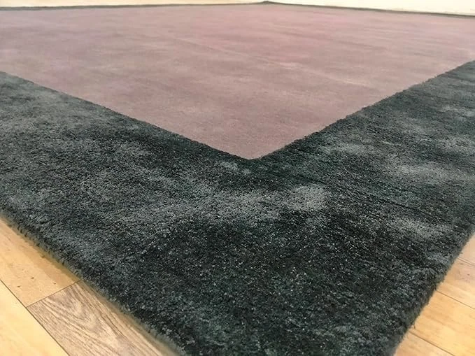 Solid Color Hand Tufted Viscose/Wool Area Rug in White Carpet, Luxury Carpet - Image 2 of 4