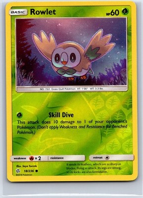 Rowlet 18/236 Common Cosmic Eclipse Pokemon Reverse Holo NM/M 611d-42