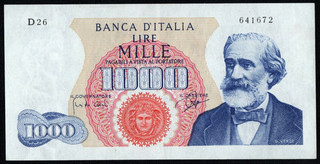 REPUBBLICA ITALIANA 1000 LIRE VERDI I TIPO 25 07 1964 R 3 QFDS/FDS