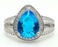 4CT Blue Topaz  Topaz 925 Solid Sterling Silver Ring Jewelry Sz 6 NB2-4