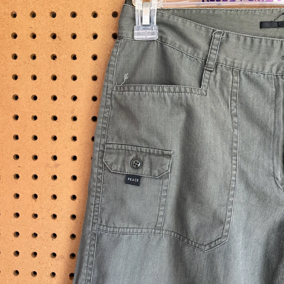 Pantalones de pierna ancha ISDA & Co para mujer verde militar de lino Peace Cargo talla 10 Foto 3 de 4