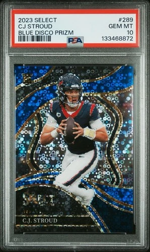 2023 Panini Select - Club Level C.J. Stroud #289 Blue Disco Prizm RC /25 Psa 10