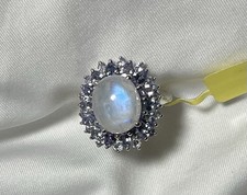 Rainbow Moonstone Ring. Ring Size: 7, 925 Sterling Silver.