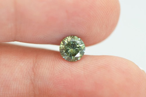 Round Shape Diamond Fancy Green Color 0.80 Carat I1 Loose Certified Enhanced - Picture 7 of 8