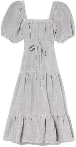 CO. Robe midi à col carré lin italien soie à plusieurs niveaux taille L 695,00 $ - Photo 3/19