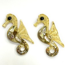 2 Seahorse Lucite with Abalone Shells Wall Hanging 8"