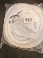 AGPTEK 6m/19.69ft Cable Tidy Sleeve, Cable Wire Management Wrap- White- (16043)