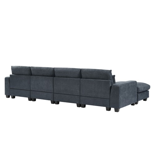 U_Style Modern Large L-Shape Feather Filled Sectional Sofa, Convertible Sofa Co - Picture 5 of 12