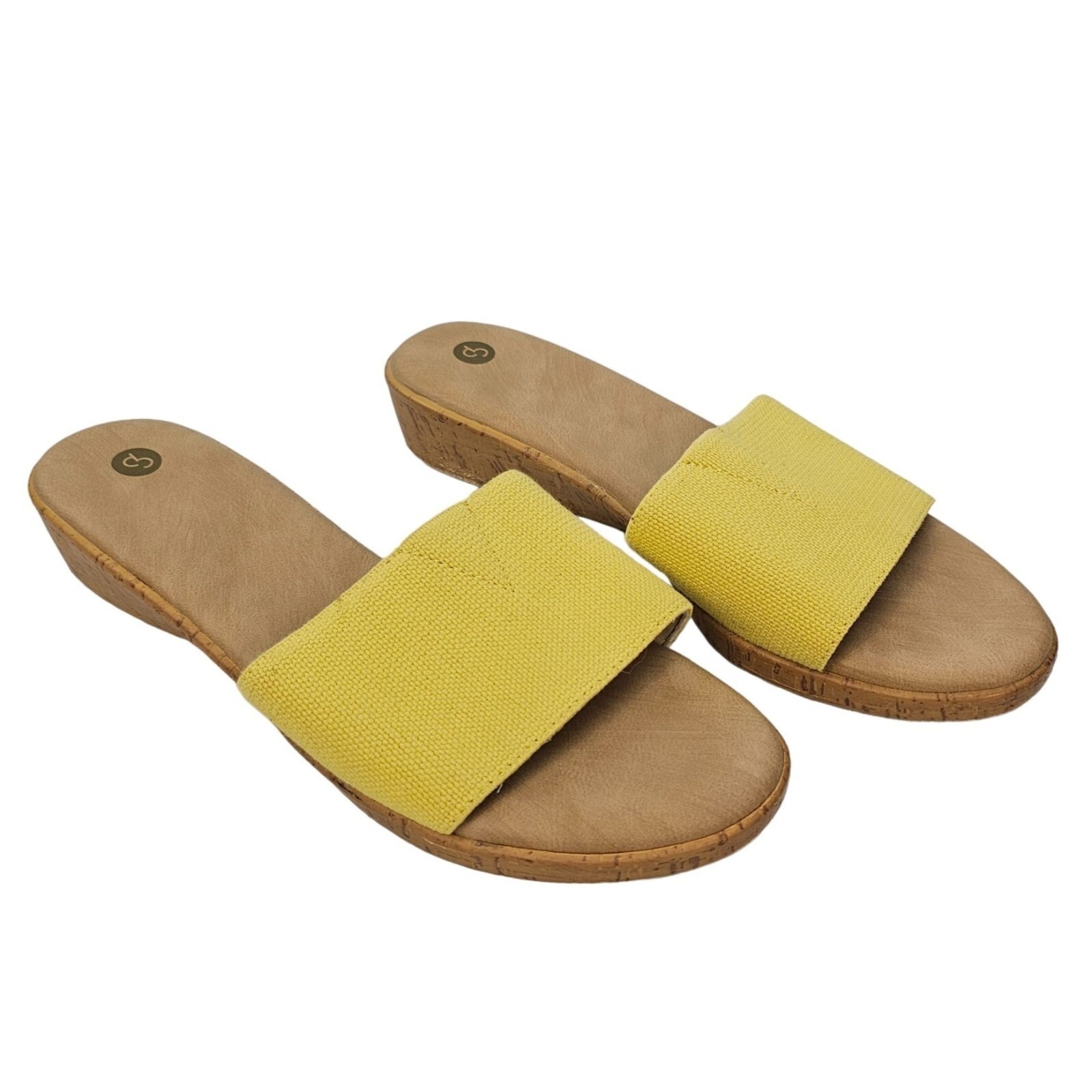 Dress Barn 8.5M Yellow Summer Sandal Slide with 1.5 Inch Wedge & Cork Sole-image