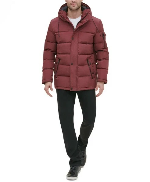 Kenneth Cole New York men's Hooded Puffer Jacket -size Large - Burgundy