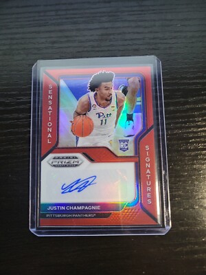 2021 Panini Draft Picks Prizm Rookie Auto Justin Champagne /199 Red