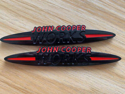 2x Gloss Black RED JOHN COOPER WORKS 135mm Rear Trunk Badge Emblem for Mini