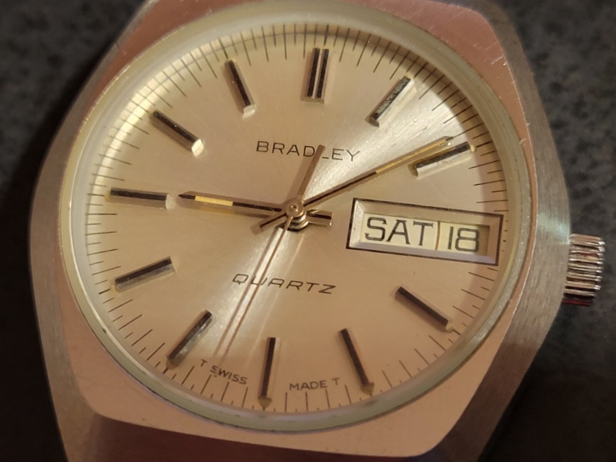 Watch w. vintage ESA 9183 7 jewel Swiss Quartz Movement! All SS