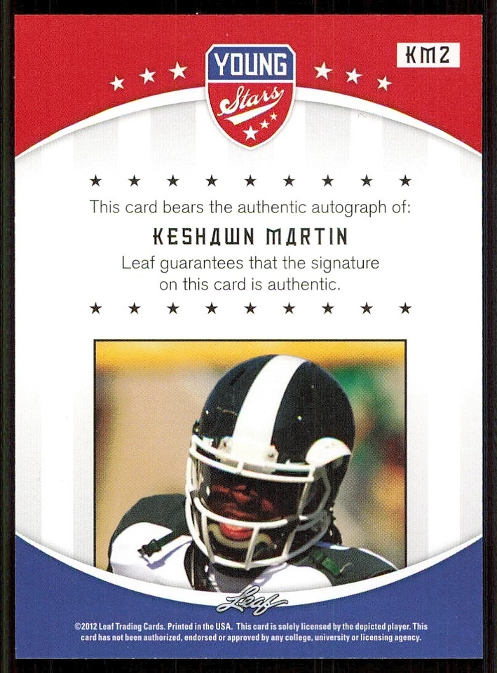 2012 Leaf Draft Autographs Blue #KM2 Keshawn Martin - Image 2 of 2