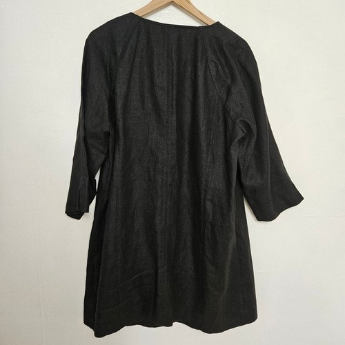 Talbots Linen Open Front Unlined Jacket 1X Black Thigh Length - Picture 10 of 12