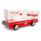 Candylab Wooden Toy Car Kids Collectible Racing Model Fire Chief Vehicle Red
