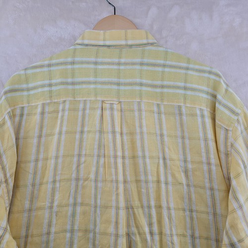 Indigo Palms Denim Men's Size XXL Check 100% Linen Long Sleeve Casual Shirt - Picture 11 of 16
