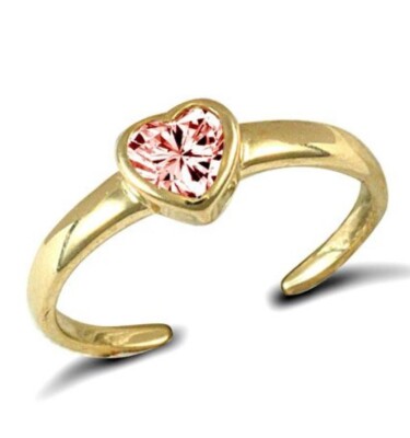 Zehenring 9 kt Gold rosa Herz Zehenring massiv Gold einfache Passform Zehenring