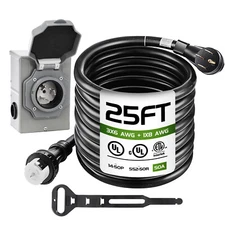50 Amp 25FT Generator Cord and Power Inlet Box Waterproof Combo Kit ETL Listed