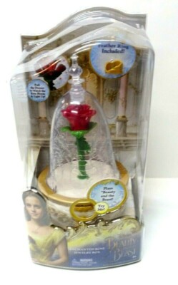2017 Disney Jaks Beauty & The Beast Enchanted Rose Jewelry Box w/Feather Ring MB