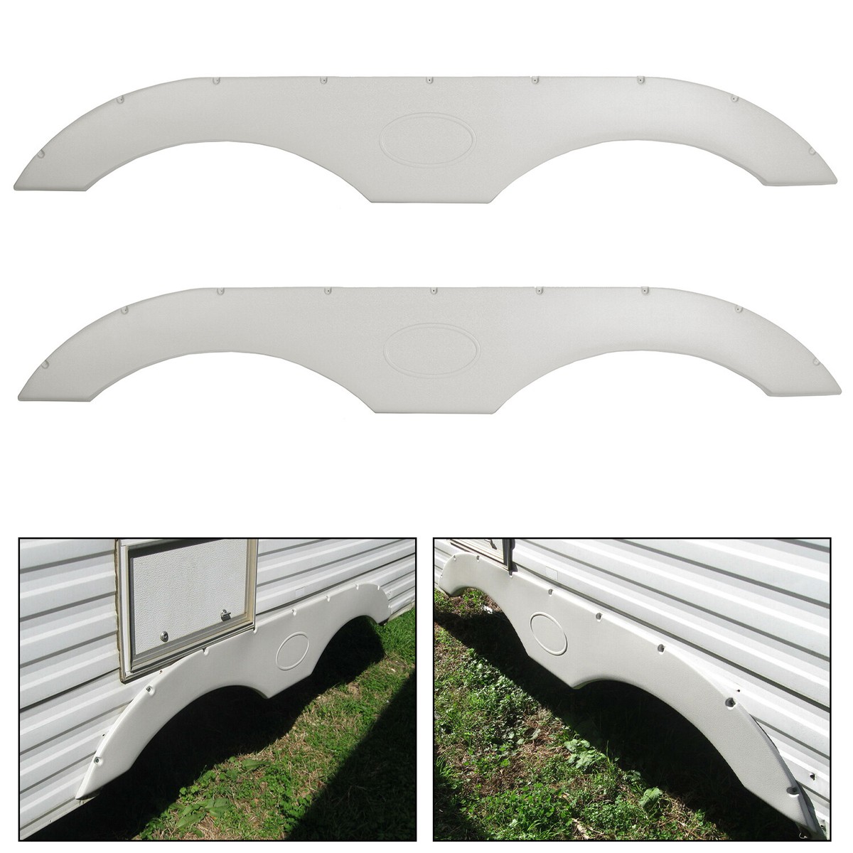 2-Pack Trailer Fender Skirts For RVs Campers & Travel Trailers - Black/White Universal Fit