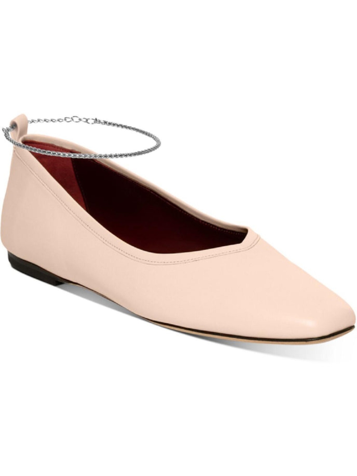Женские бежевые кожаные балетки STAUD с цепочкой Maeve Toe Block Heel Slip On 36 18090₽