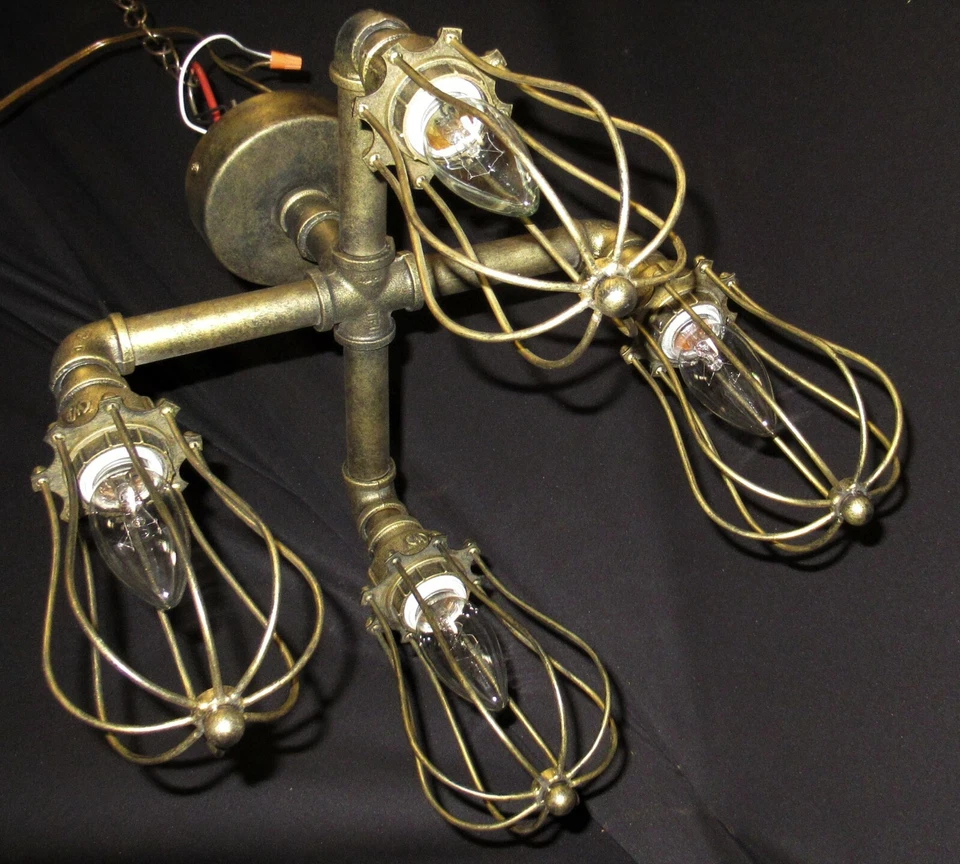 Lámpara colgante industrial vintage tubo de agua Steampunk lámpara de techo luz EE. UU. Foto 3 de 4