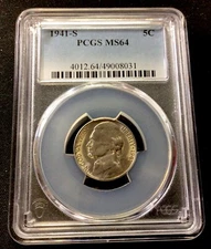 1941 S Jefferson Nickel PCGS MS64! WWII! Beautiful Coin! ENN Coins