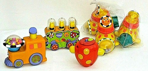 Burger King 6 Stück freches Kleinkind Spielzeug U-Boot, Apfel mit Wurm, Zug, Bienen - Bild 1 von 5