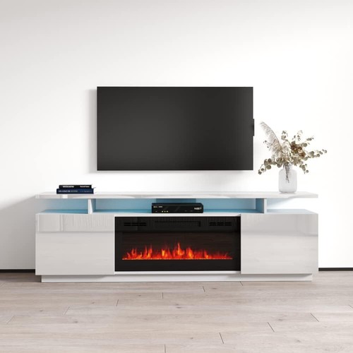 Meble Eva KBL TV Stand with Electric Fireplace, LED Lights, Grey Finish - Picture 22 of 28